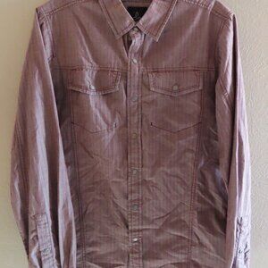 Prana Men's Long Sleeve Shirt; Slim Fit; Purple; Size S; Western